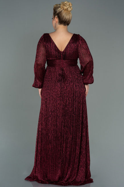 Robe de Soirée Grande Taille Longue Rouge Bordeaux ABU3154