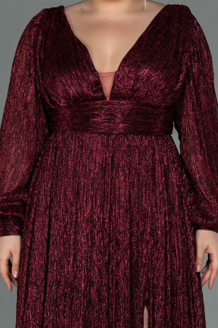 Robe de Soirée Grande Taille Longue Rouge Bordeaux ABU3154