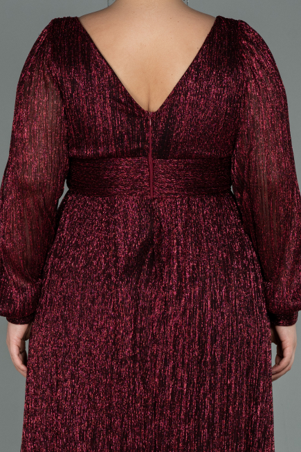 Robe de Soirée Grande Taille Longue Rouge Bordeaux ABU3154
