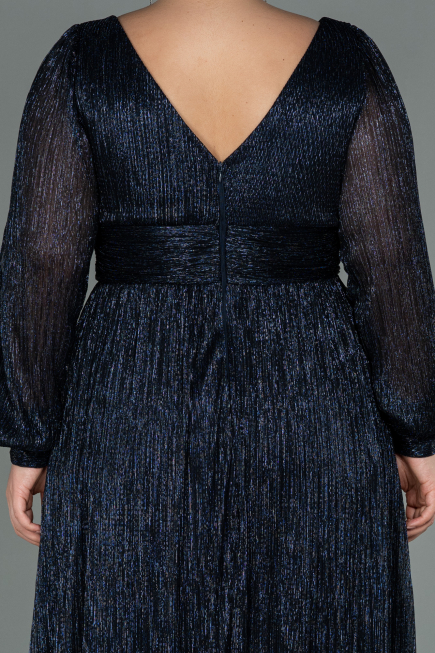 Robe de Soirée Grande Taille Longue Bleu Marine ABU3154