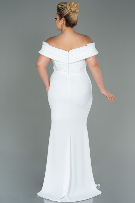 Robe de Soirée Grande Taille Longue Blanc ABU3172