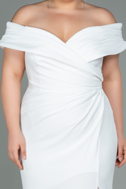 Robe de Soirée Grande Taille Longue Blanc ABU3172