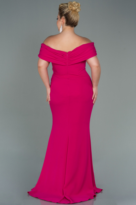 Robe de Soirée Grande Taille Longue Fushia ABU3172
