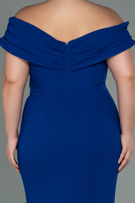Robe de Soirée Grande Taille Longue Bleu Saxe ABU3172