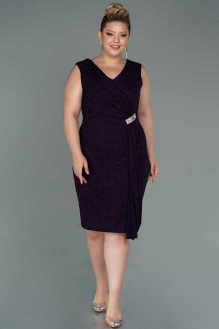 Robe de Soirée Grande Taille Midi Violet Foncé ABK1752