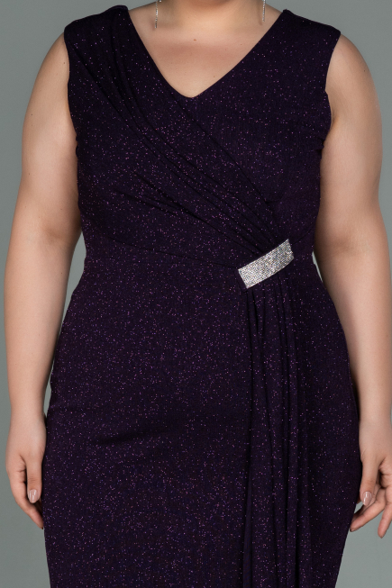 Robe de Soirée Grande Taille Midi Violet Foncé ABK1752