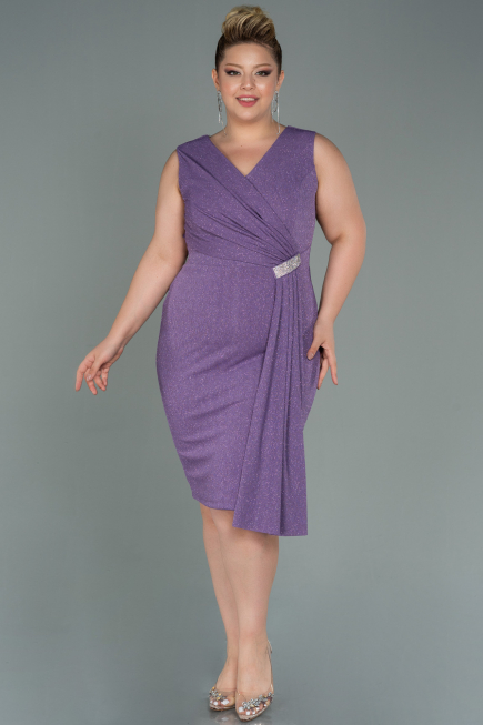 Robe de Soirée Grande Taille Midi Lilas ABK1752
