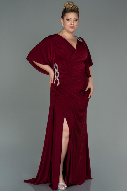 Robe Grande Taille Longue Rouge Bordeaux ABU3173