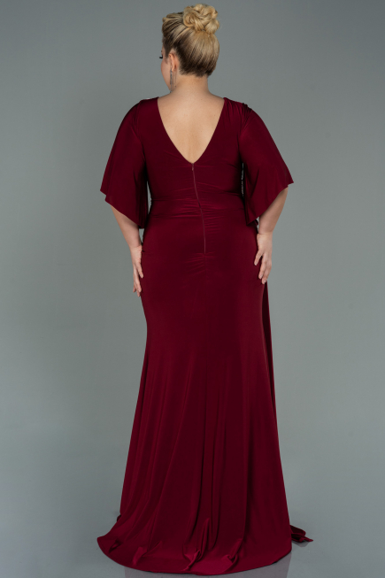 Robe Grande Taille Longue Rouge Bordeaux ABU3173