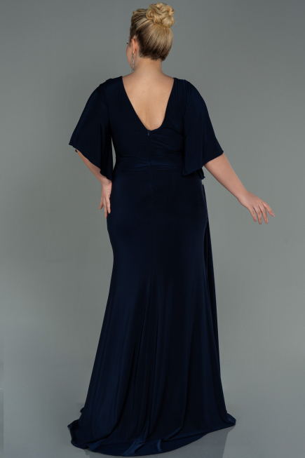 Robe Grande Taille Longue Bleu Marine ABU3173