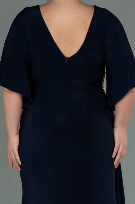 Robe Grande Taille Longue Bleu Marine ABU3173
