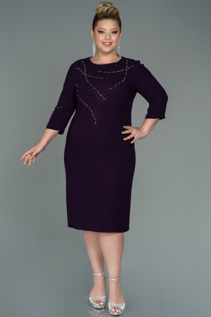 Robe De Soirée Grande Taille Midi Prune ABK1621