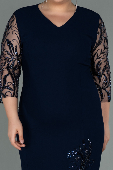 Robe de Soirée Grande Taille Midi Bleu Marine ABK1783