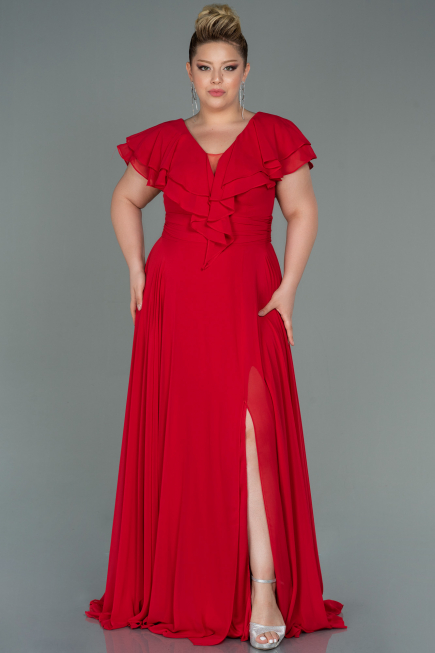 Robe Grande Taille Longue Rouge ABU032