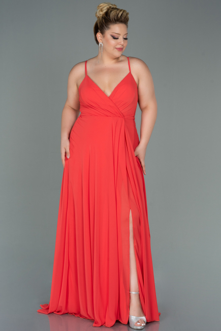 Robe De Soirée Grande Taille Longue Corail ABU1324
