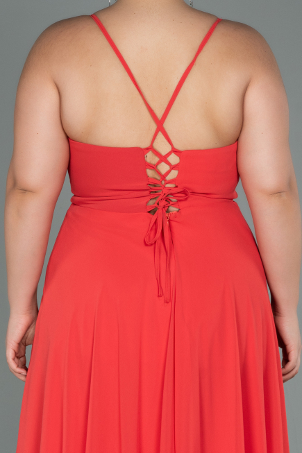 Robe De Soirée Grande Taille Longue Corail ABU1324