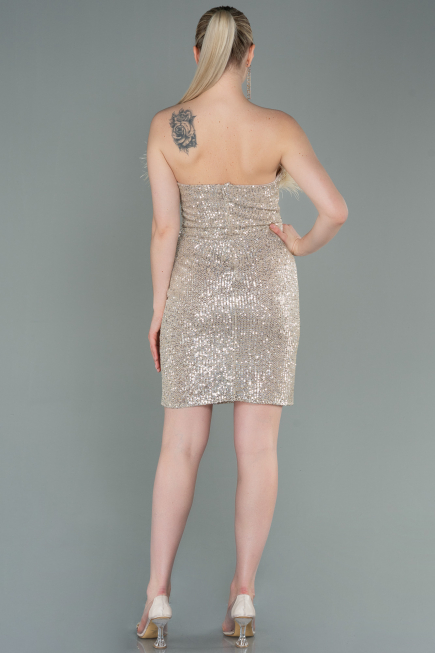 Robe de Cérémonie Courte Squameuse Vison ABU3176