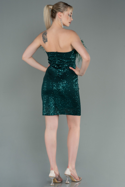 Robe de Cérémonie Courte Squameuse Émeraude ABU3176