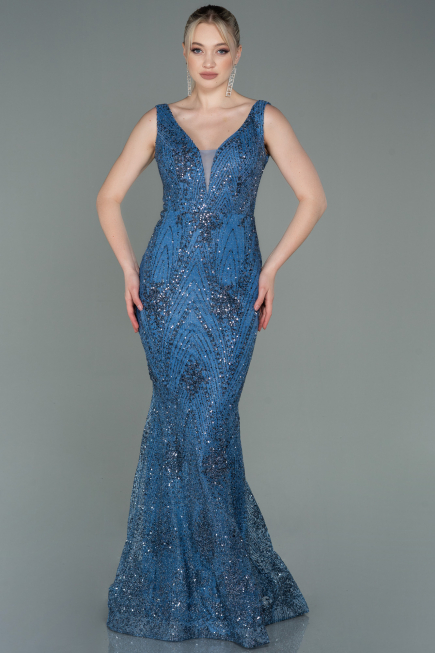 Robe Queue de Poisson Longue Indigo ABU3178