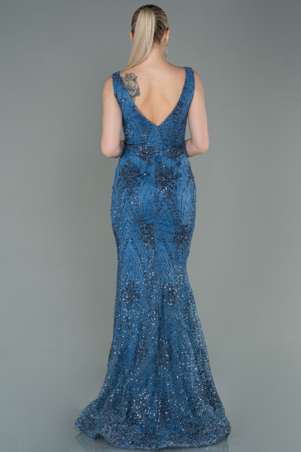 Robe Queue de Poisson Longue Indigo ABU3178