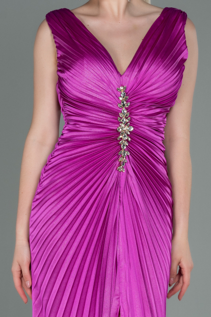 Robe de Soirée Longue Satin Fushia ABU3183
