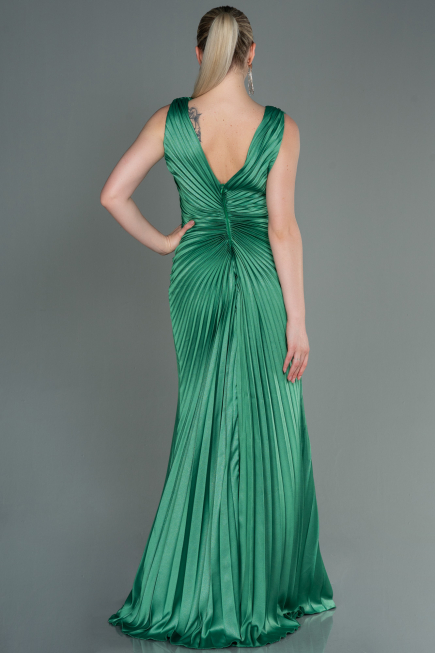 Robe de Soirée Longue Satin Vert ABU3183