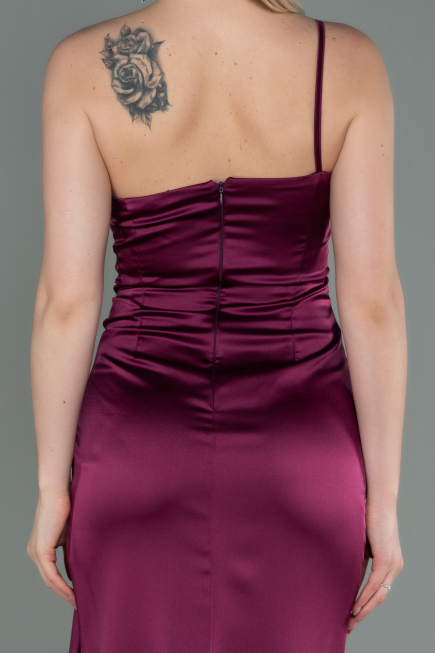 Robe De Fiançaille Satin Longue Couleur Cerise ABU3088