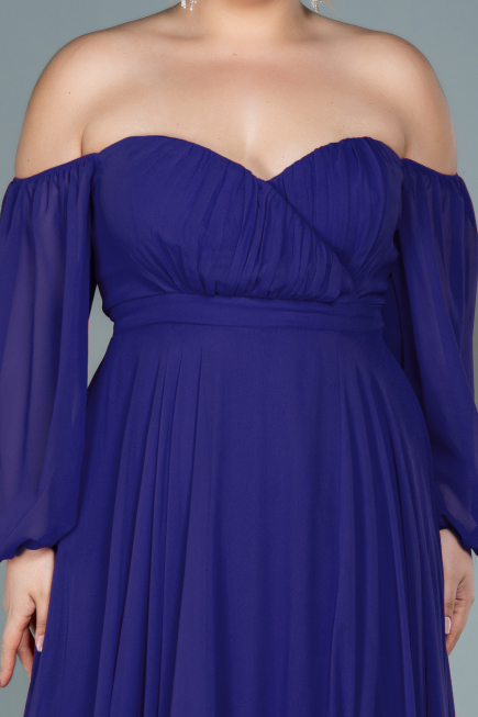 Robe De Soirée Grande Taille Longue Mousseline Violet ABU2597
