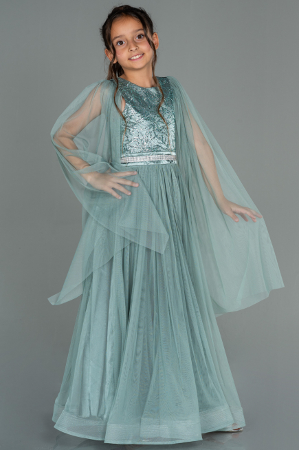 Robe de Soirée Enfants Longue Turquoise ABU3155