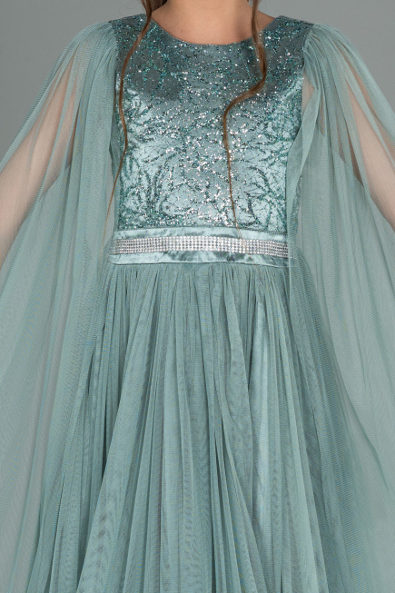 Robe de Soirée Enfants Longue Turquoise ABU3155