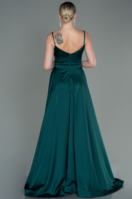 Robe de Soirée Longue Satin Émeraude ABU1601