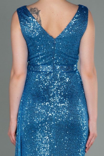 Robe de Soirée Longue Squameuse Indigo ABU3201