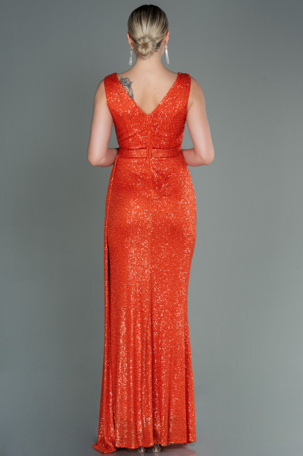 Robe de Soirée Longue Squameuse Orange ABU3201