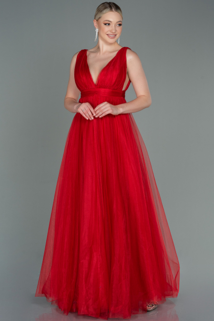 Robe de Soirée Longue Rouge ABU3135
