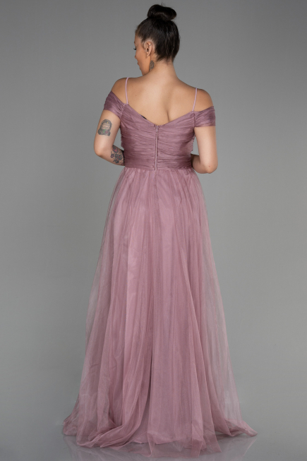 Robe De Soirée Longue Couleur Rose ABU2336