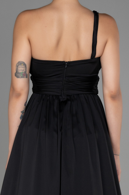 Robe de Soirée Longue Mousseline Noir ABU3204