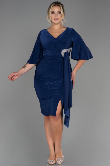 Robe de Soirée Grande Taille Midi Bleu Marine ABK1801