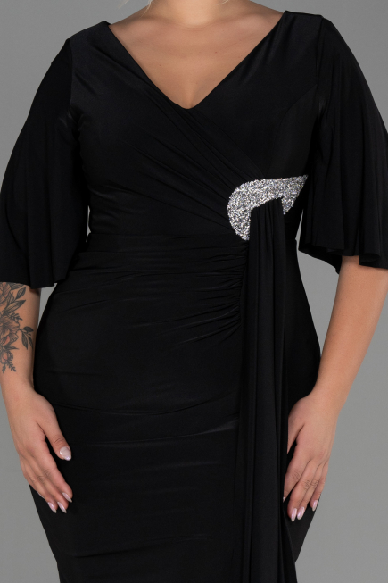 Robe de Soirée Grande Taille Midi Noir ABK1801