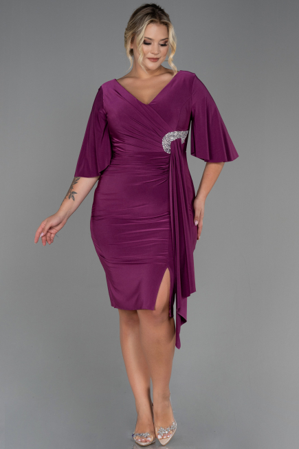 Robe de Soirée Grande Taille Midi Couleur Cerise ABK1801