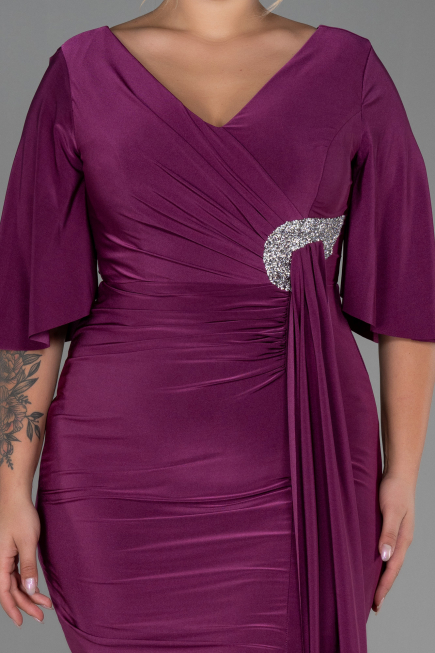 Robe de Soirée Grande Taille Midi Couleur Cerise ABK1801