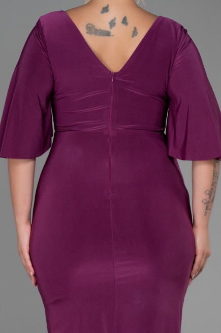 Robe de Soirée Grande Taille Midi Couleur Cerise ABK1801