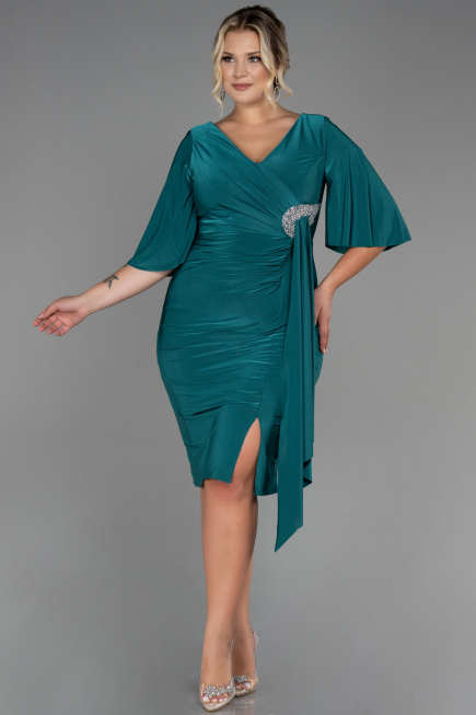 Robe de Soirée Grande Taille Midi Vert ABK1801