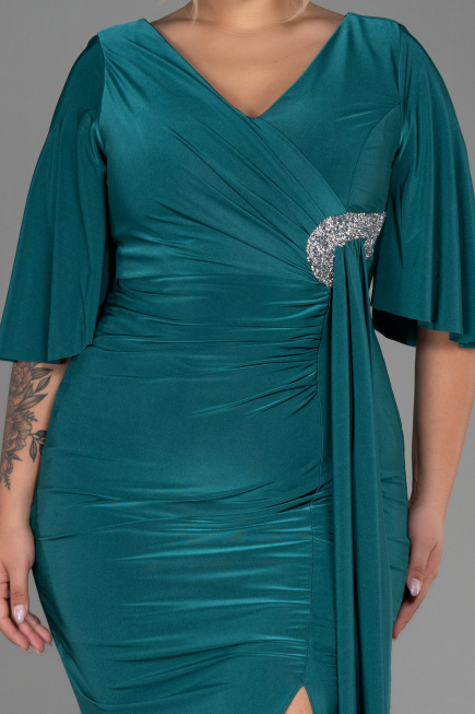 Robe de Soirée Grande Taille Midi Vert ABK1801