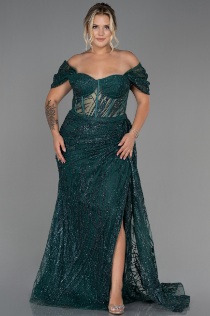 Robe de Soirée Grande Taille Longue Émeraude ABU3097