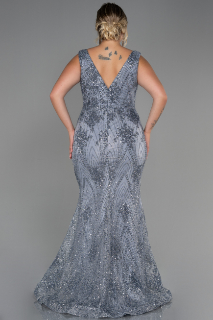 Robe de Soirée Grande Taille Longue Anthracite ABU3214