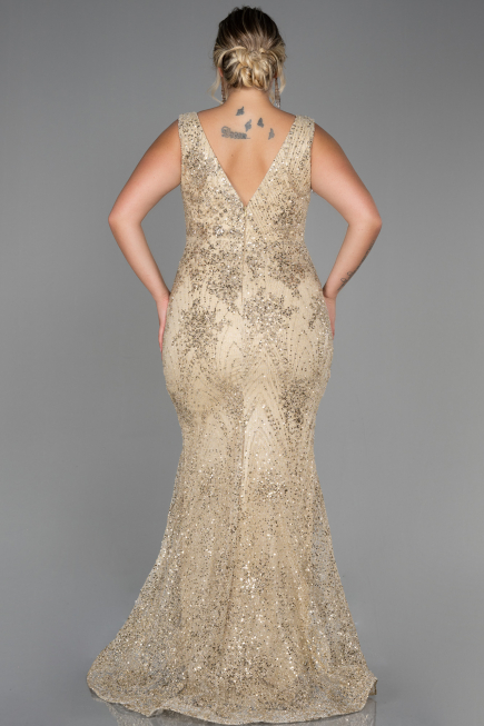 Robe de Soirée Grande Taille Longue Or ABU3214