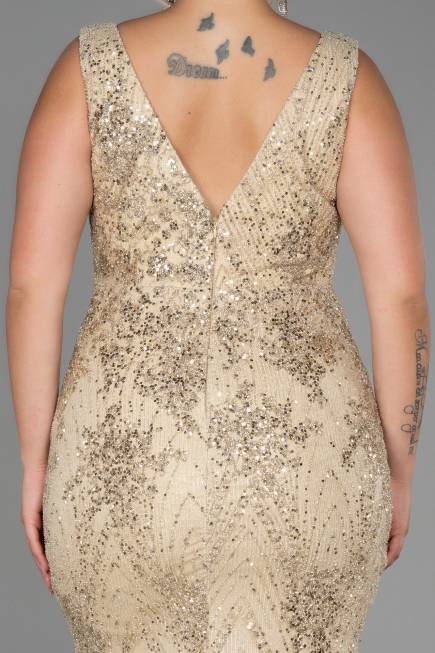 Robe de Soirée Grande Taille Longue Or ABU3214
