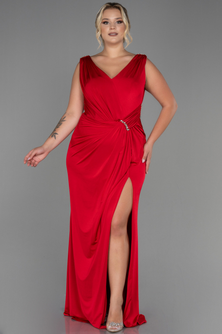 Robe Grande Taille Longue Rouge ABU2931
