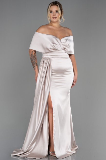 Robe Grande Taille Satin Longue Vison ABU2873