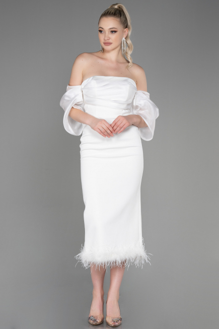 Robe de Cérémonie Midi Blanc ABK1796